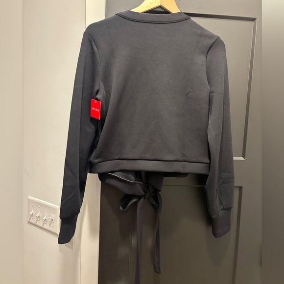 Spanx Air Essentials AirEssentials Ballet Wrap Sweater Top Black Medium NEW - Picture 10 of 12